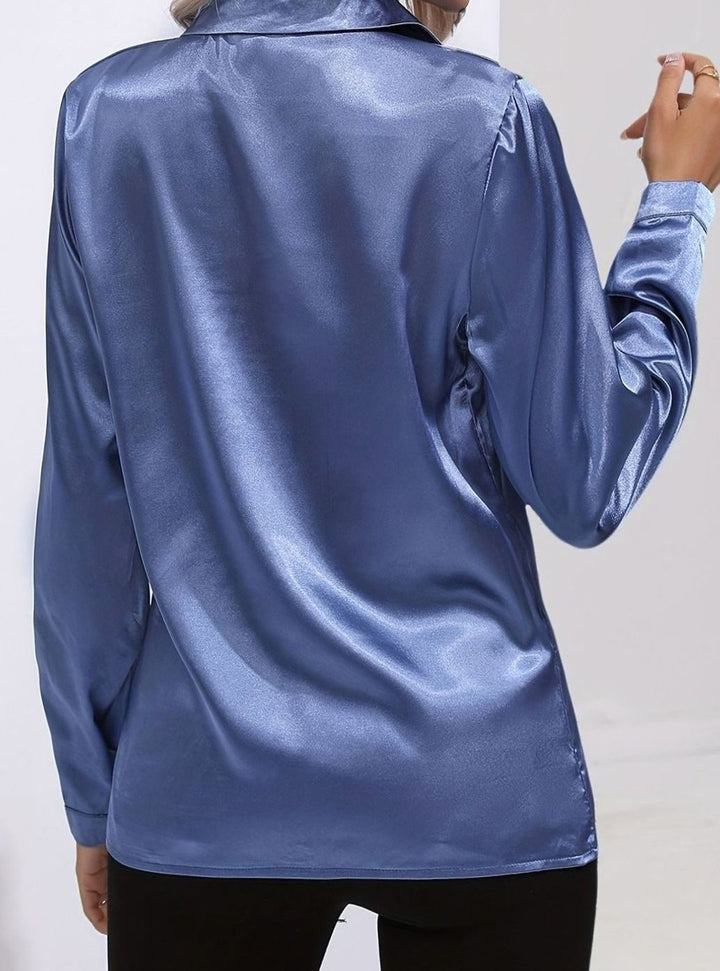 Mia | Women's Long Sleeve Button-Down Satin Blouse
