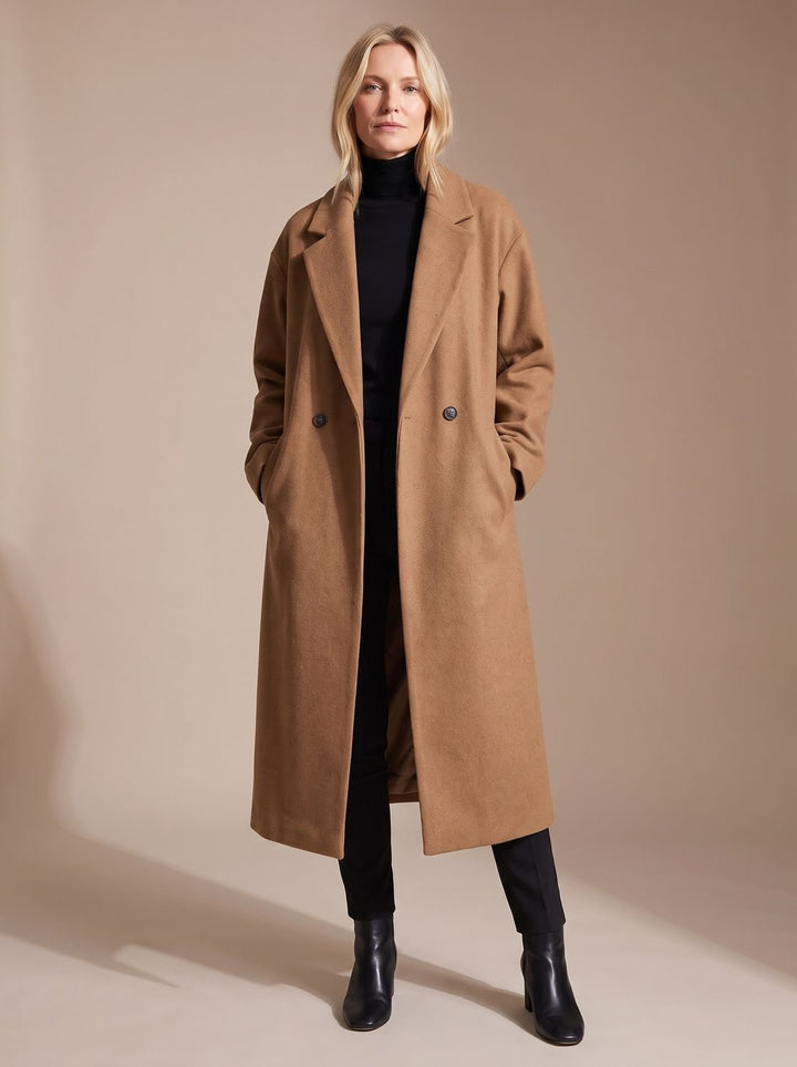 Aria | Women's Long Tailored Overcoat Double-Breasted Winter Coat