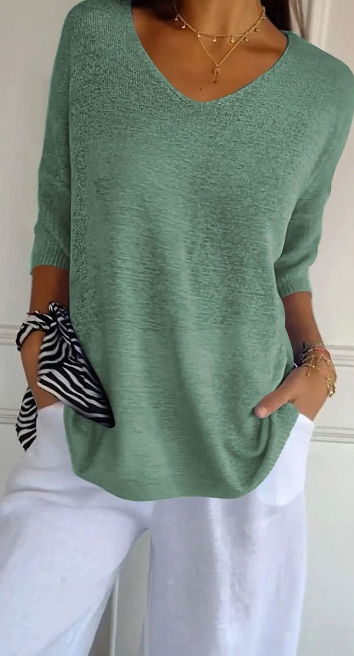 Harper | Women's Longline Loose Fit V-Neck Knit Tunic Top