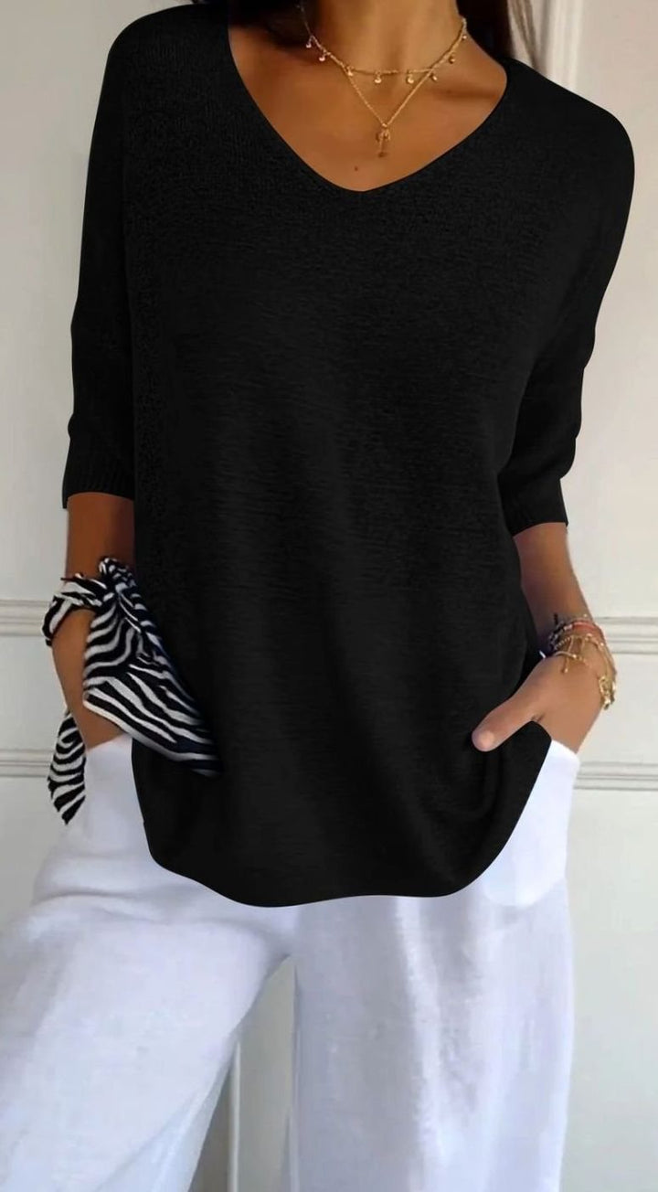 Harper | Women's Longline Loose Fit V-Neck Knit Tunic Top