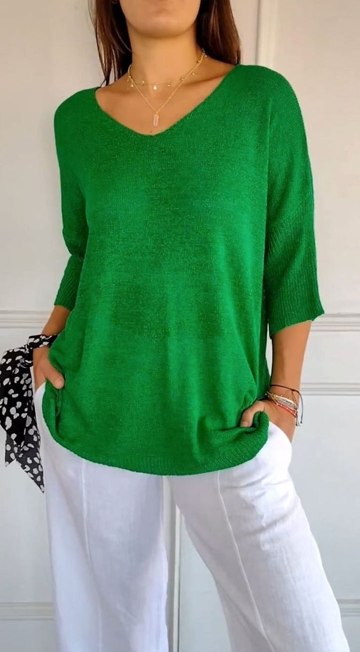 Harper | Women's Longline Loose Fit V-Neck Knit Tunic Top