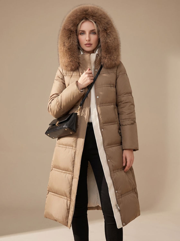 Evelyn | Women's Luxury Long Puffer Parka Fur-Hood Winter Coat