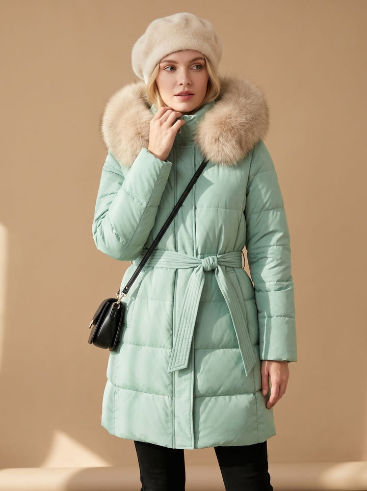 Evelyn | Women's Luxury Long Puffer Parka Fur-Hood Winter Coat