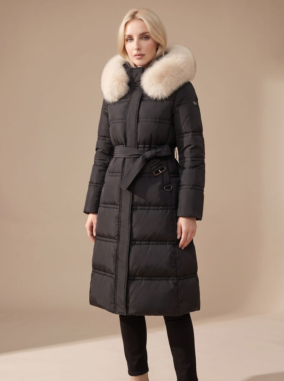 Evelyn | Women's Luxury Long Puffer Parka Fur-Hood Winter Coat