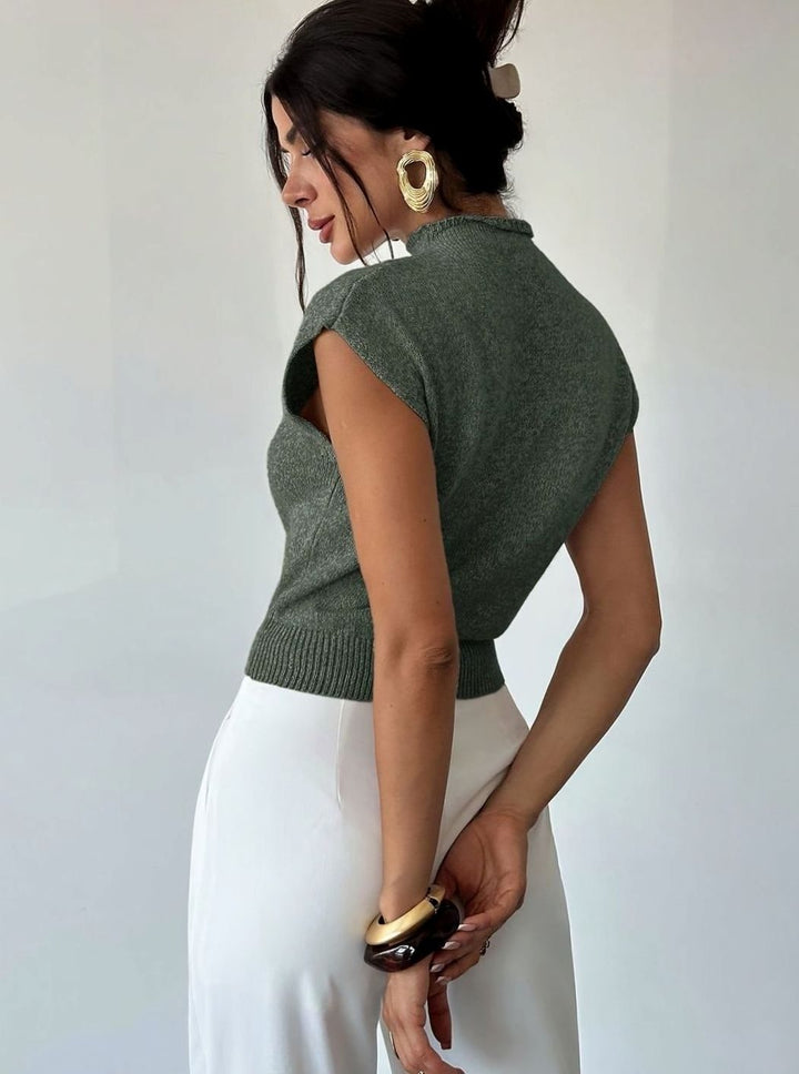 Victoria | Women's Mock Neck Sleeveless Knit Sweater Vest