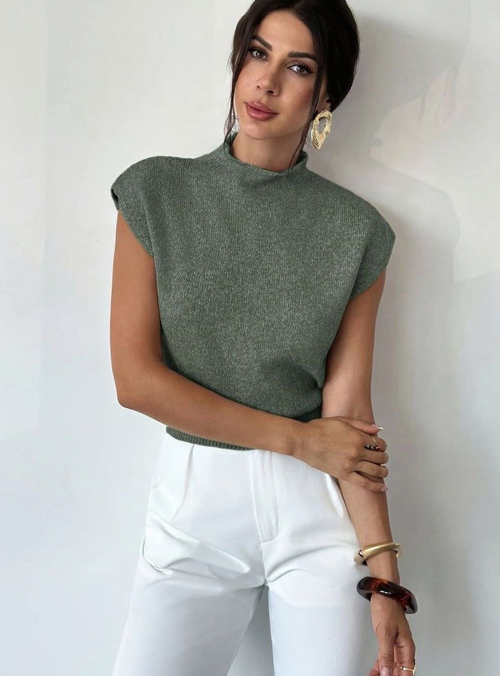 Victoria | Women's Mock Neck Sleeveless Knit Sweater Vest