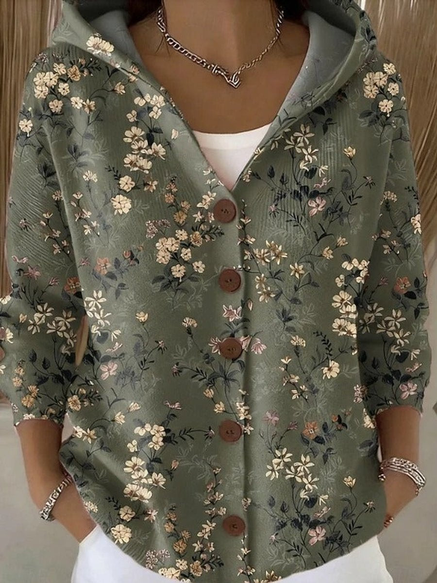 Scarlett | Women's Multicolor Patchwork Button-Front Hooded Cardigan Sweater