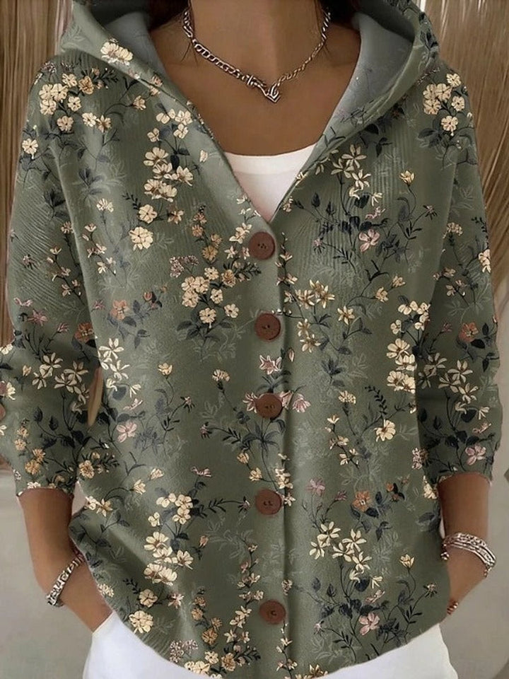 Scarlett | Women's Multicolor Patchwork Button-Front Hooded Cardigan Sweater