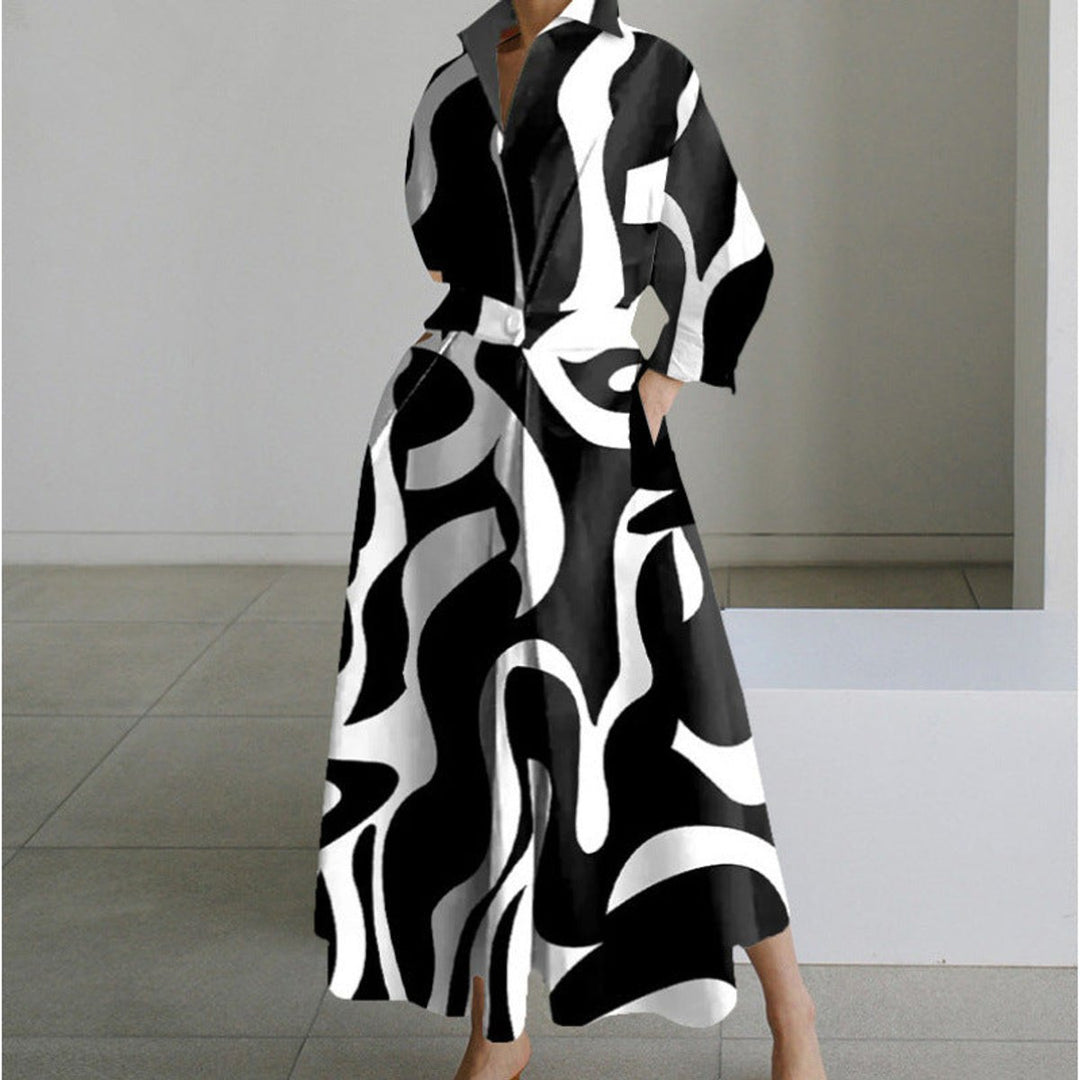 Victoria | Women's Newspaper Print Collared Wrap Maxi Dress