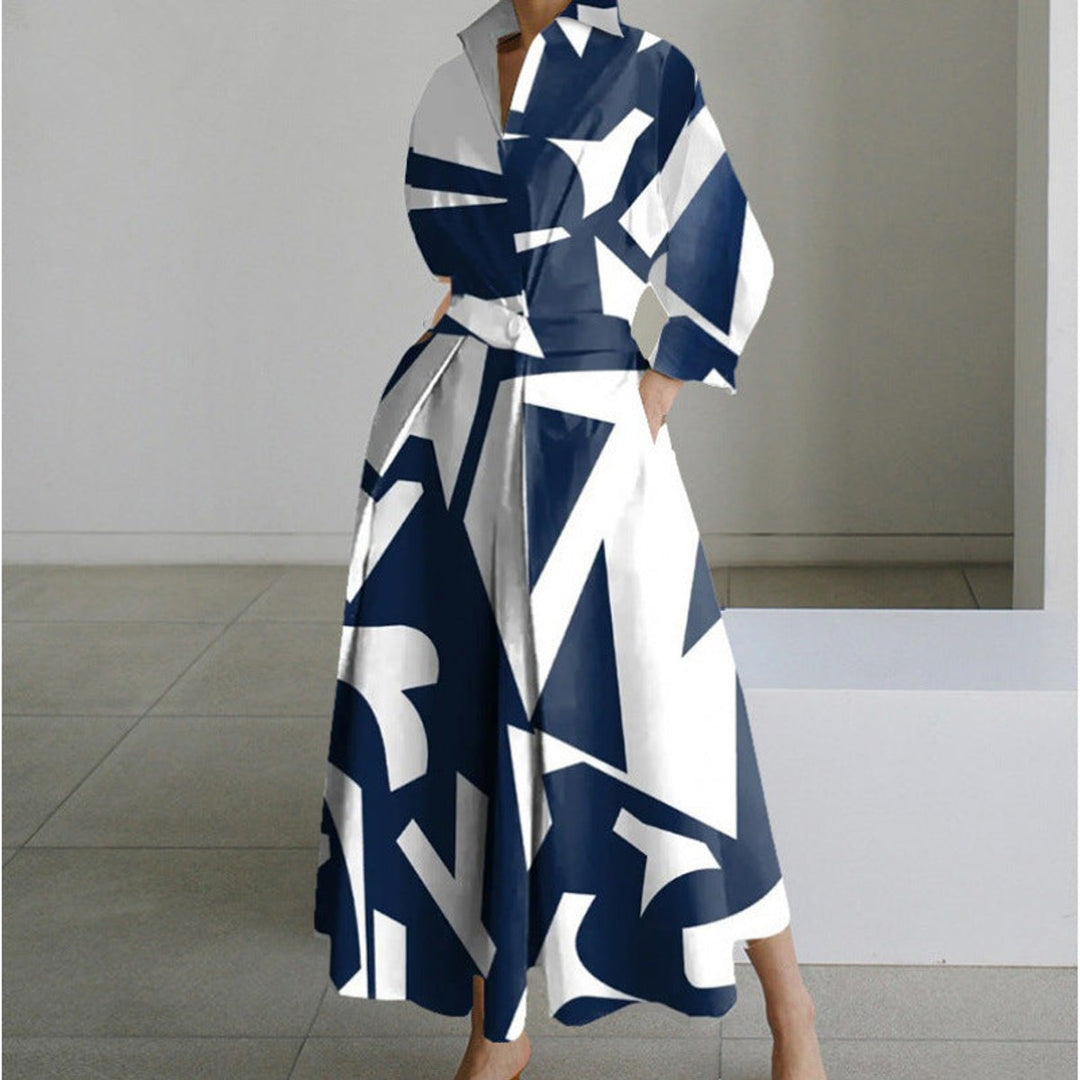 Victoria | Women's Newspaper Print Collared Wrap Maxi Dress