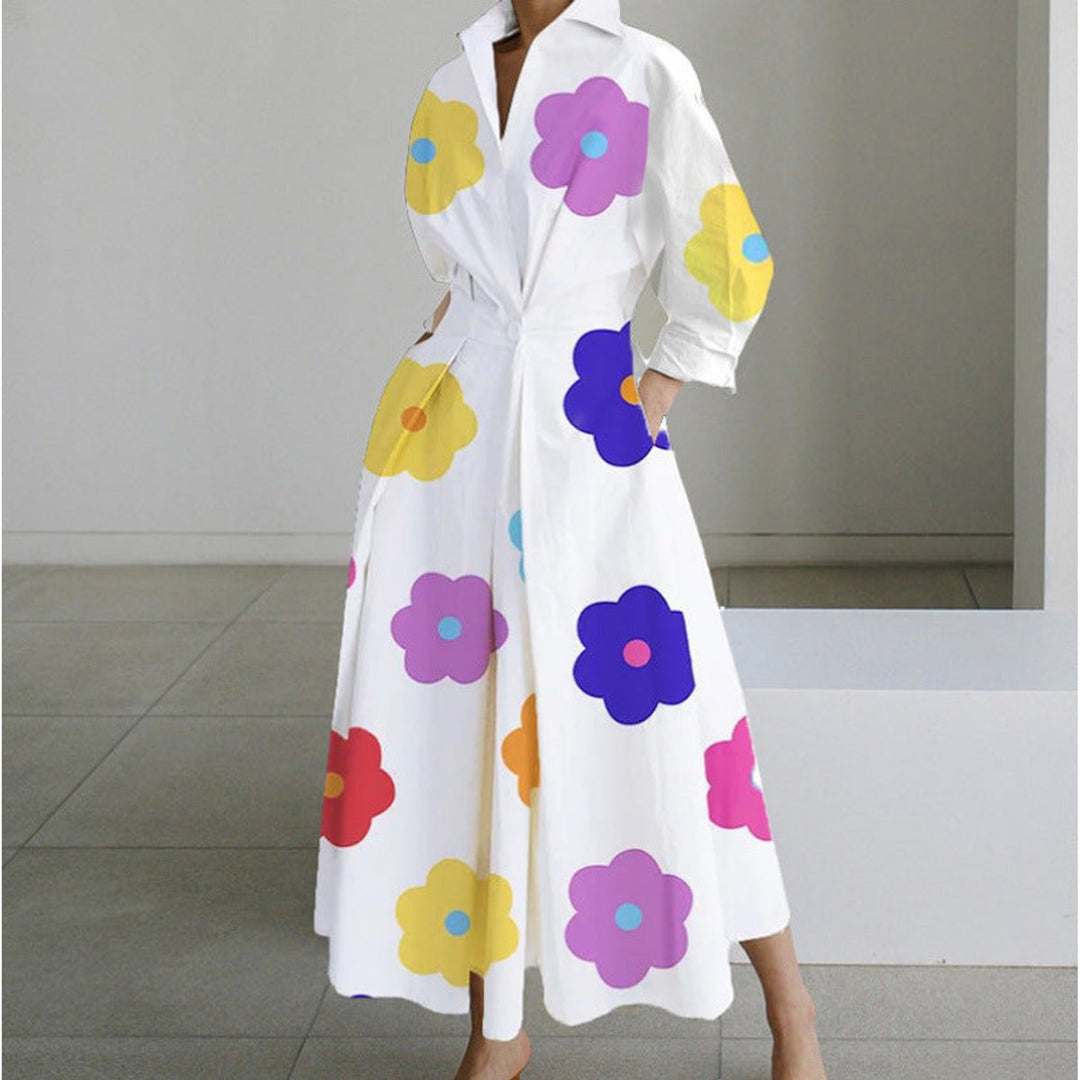 Victoria | Women's Newspaper Print Collared Wrap Maxi Dress