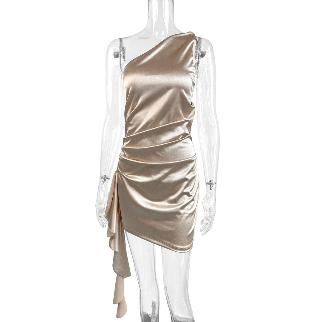 Grace | Women's One-Shoulder Asymmetric Draped Satin Cocktail Dress