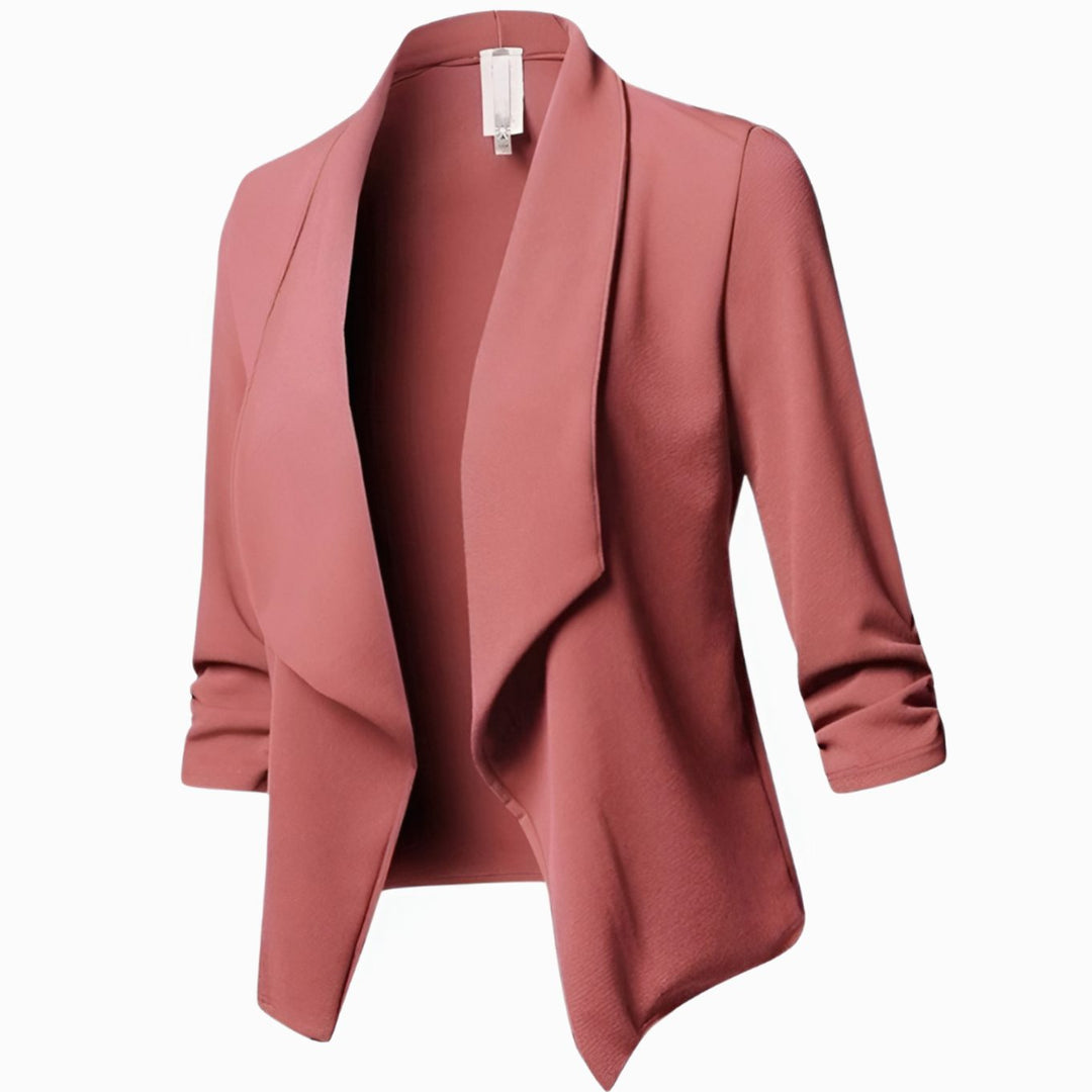 Penelope | Women's Open-Front Ruched-Sleeve Casual Office Blazer