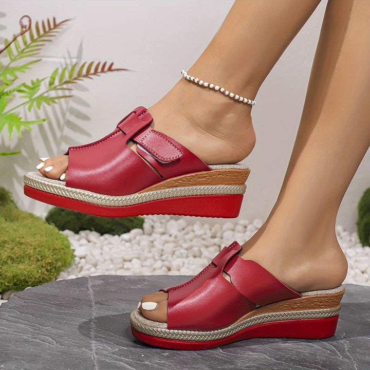 Layla | Women's Open-Toe Wedge Platform Comfortable Sandals Hook-Loop Strap