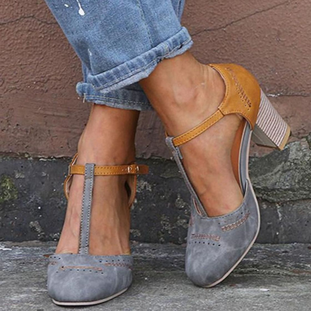 Harper | Women's Orthopedic T-Strap Block Heeled Shoes