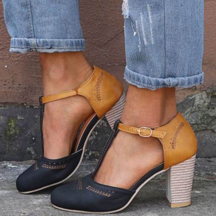 Harper | Women's Orthopedic T-Strap Block Heeled Shoes