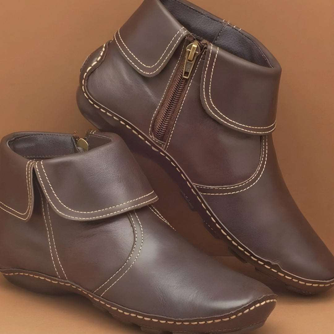 Olivia | Women's Orthopedic Waterproof Side-Zip Leather Ankle Boots