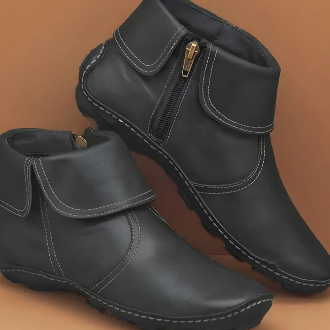 Olivia | Women's Orthopedic Waterproof Side-Zip Leather Ankle Boots