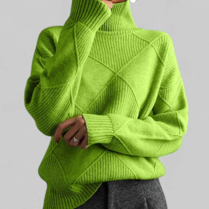 Charlotte | Women's Oversized Argyle Knit Turtlenecks Sweater