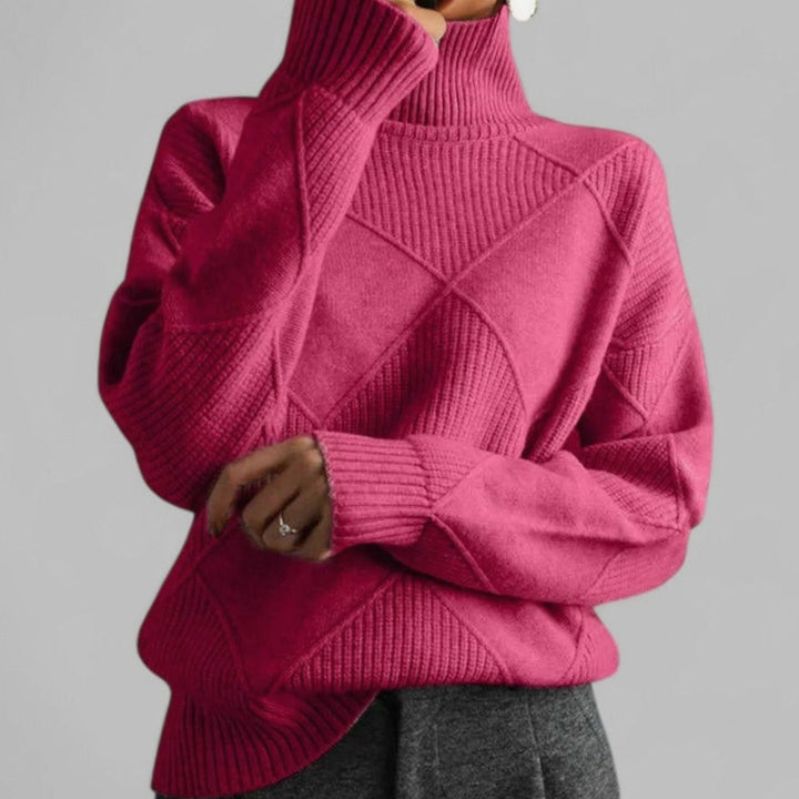Charlotte | Women's Oversized Argyle Knit Turtlenecks Sweater