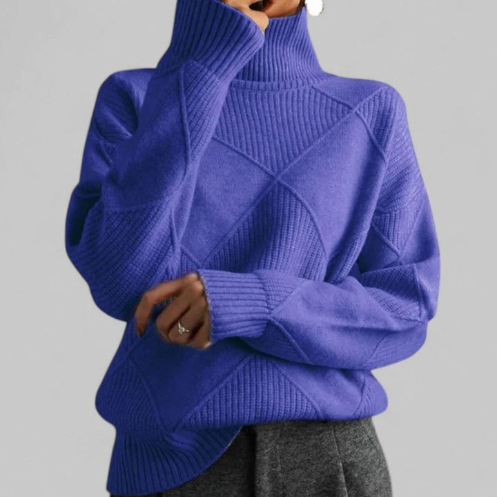 Charlotte | Women's Oversized Argyle Knit Turtlenecks Sweater