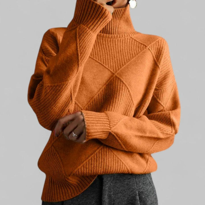 Charlotte | Women's Oversized Argyle Knit Turtlenecks Sweater