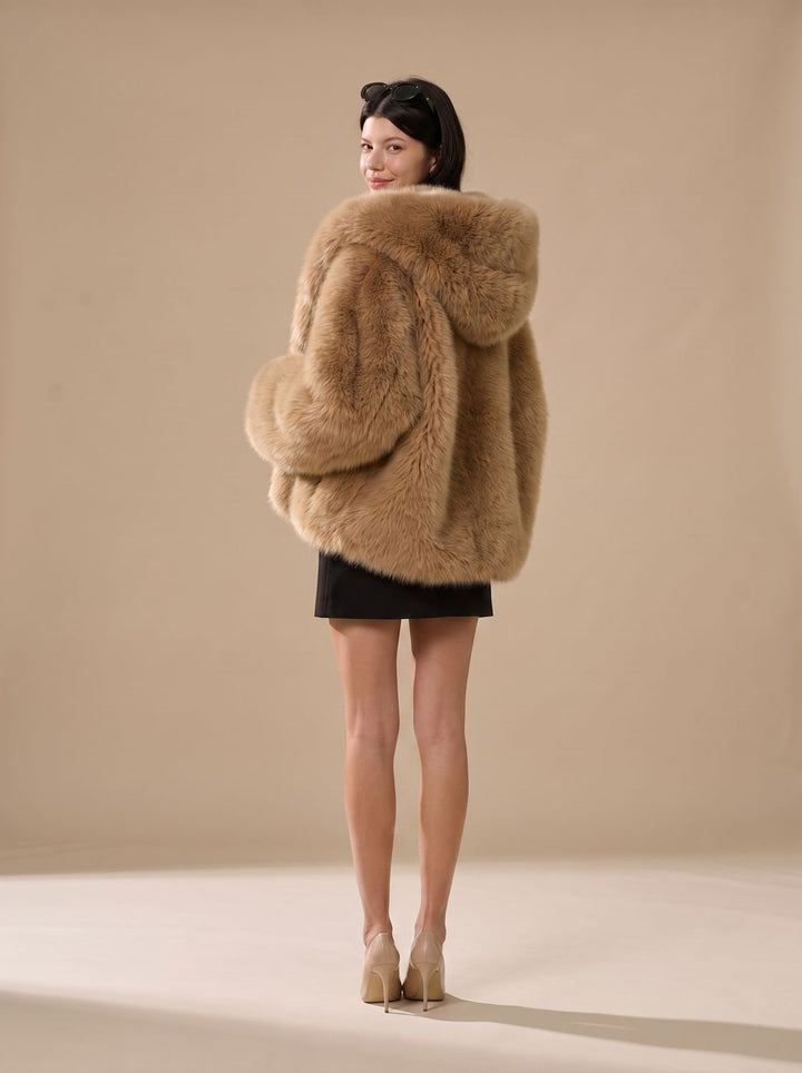 Evelyn | Women's Oversized Hooded Faux Fur Long Sleeve Winter Coat