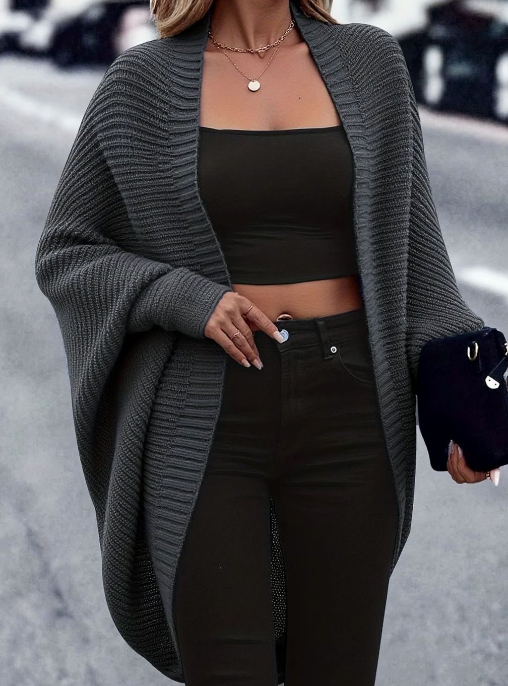 Camila | Women's Oversized Longline Open-Front Knit Cardigan