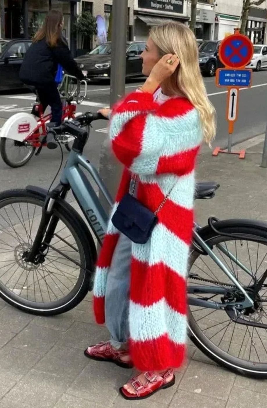 Amelia | Women's Oversized Striped Long Open-Front Cardigan
