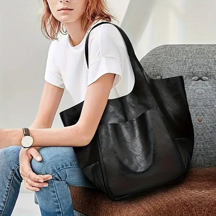 Harper | Women's Oversized Vegan Leather Magnetic Closure Tote Bag