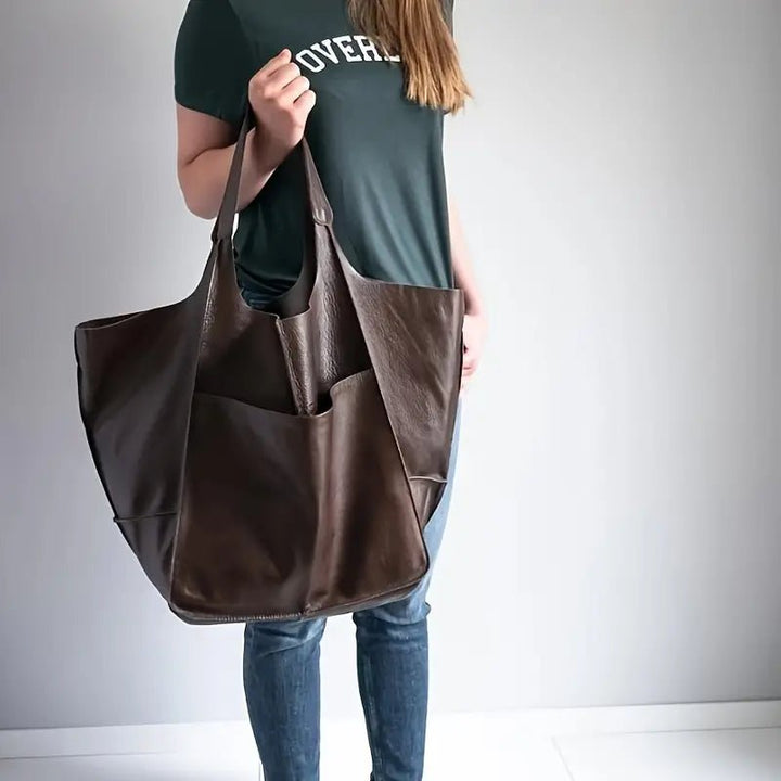 Harper | Women's Oversized Vegan Leather Magnetic Closure Tote Bag