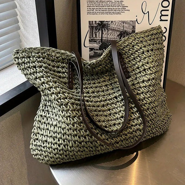 Scarlett | Women's Oversized Woven Straw Shoulder Tote Bag Bohemian Beach