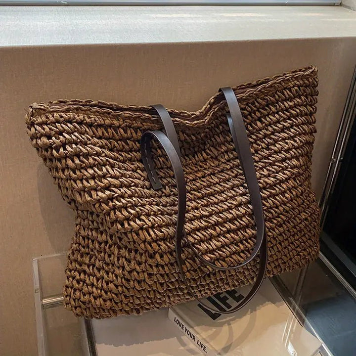 Scarlett | Women's Oversized Woven Straw Shoulder Tote Bag Bohemian Beach