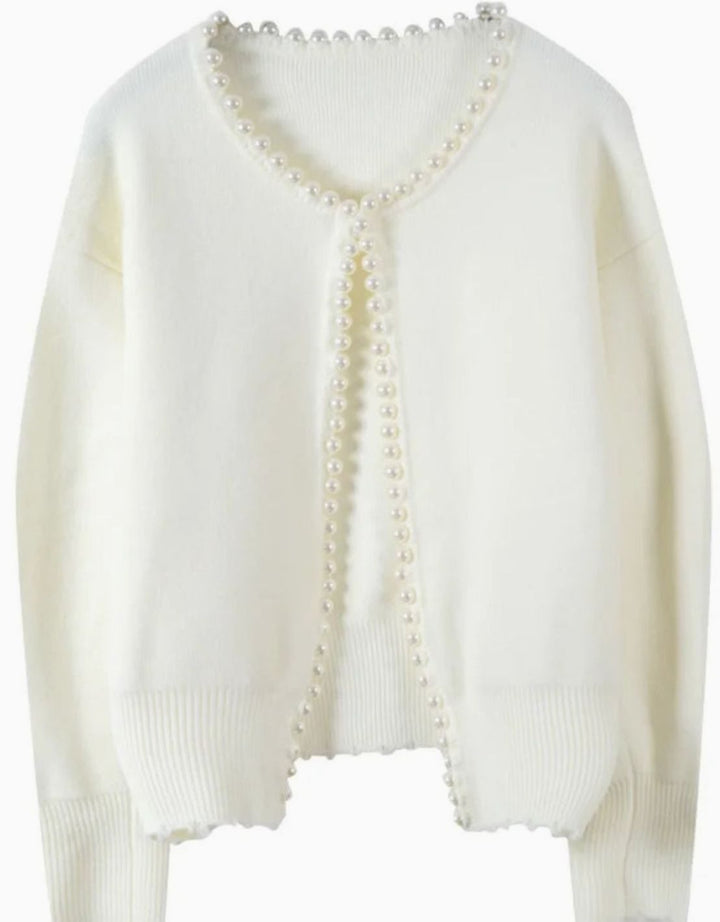 Penelope | Women's Pearl-Trim Open-Front Knit Cardigan Sweater