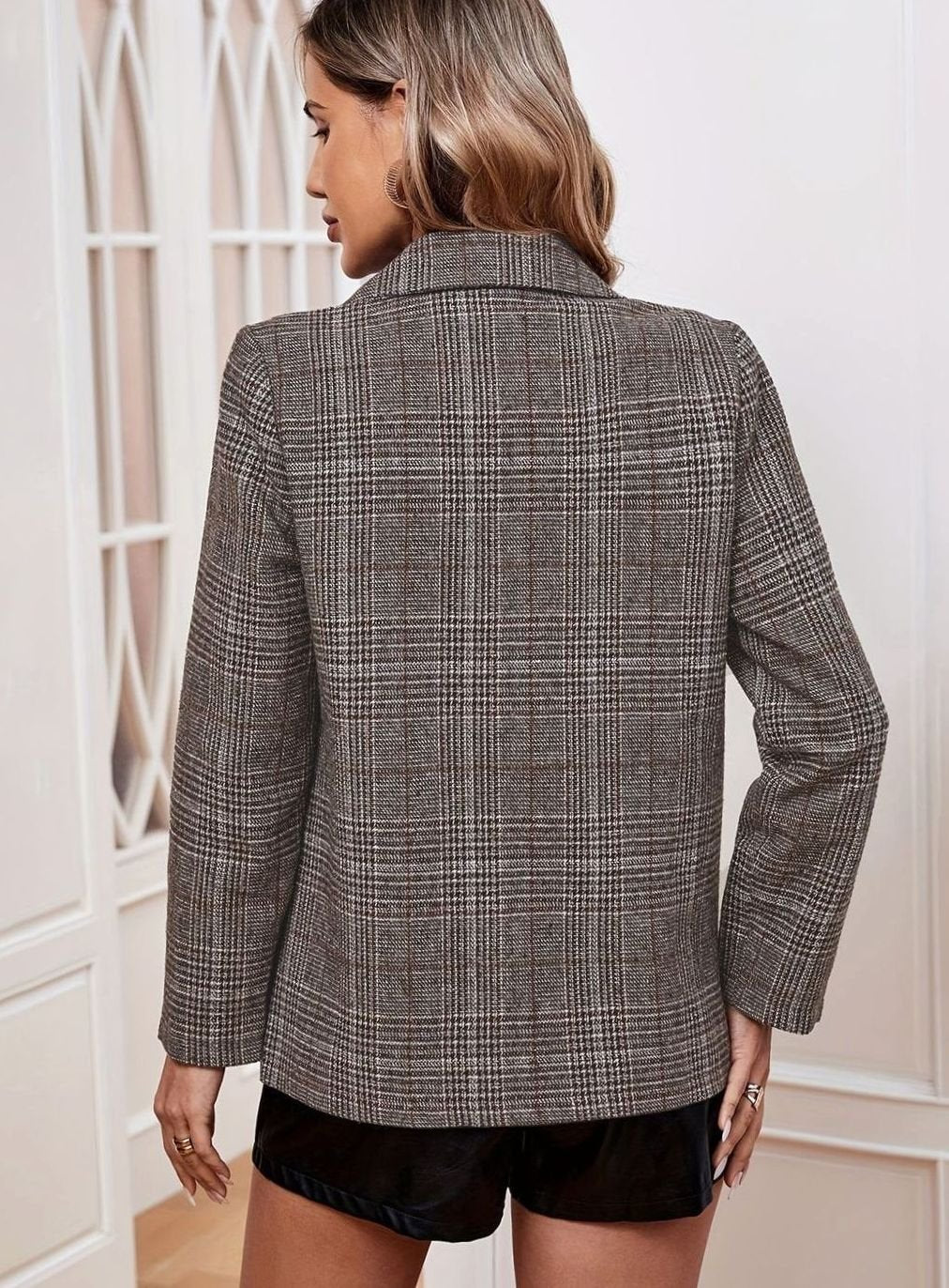 Emma | Women's Plaid Long-Sleeve Tailored Blazer Jacket