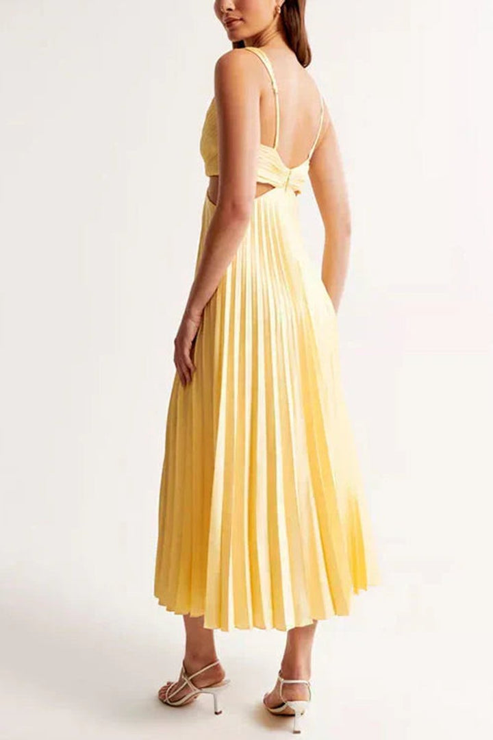 Charlotte | Women's Pleated Cutout Maxi Cocktail Party Dress V-Neck