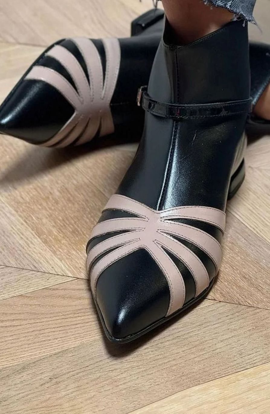 Grace | Women's Pointed-Toe Geometric Buckle Ankle Boots