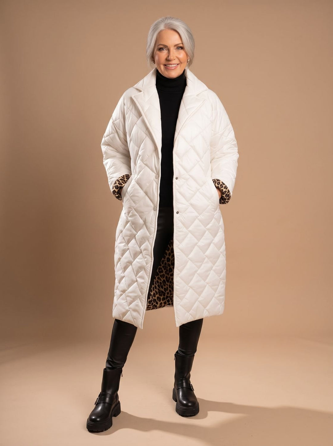Mia | Women's Quilted Diamond-Stitch Mid-Length Winter Coat