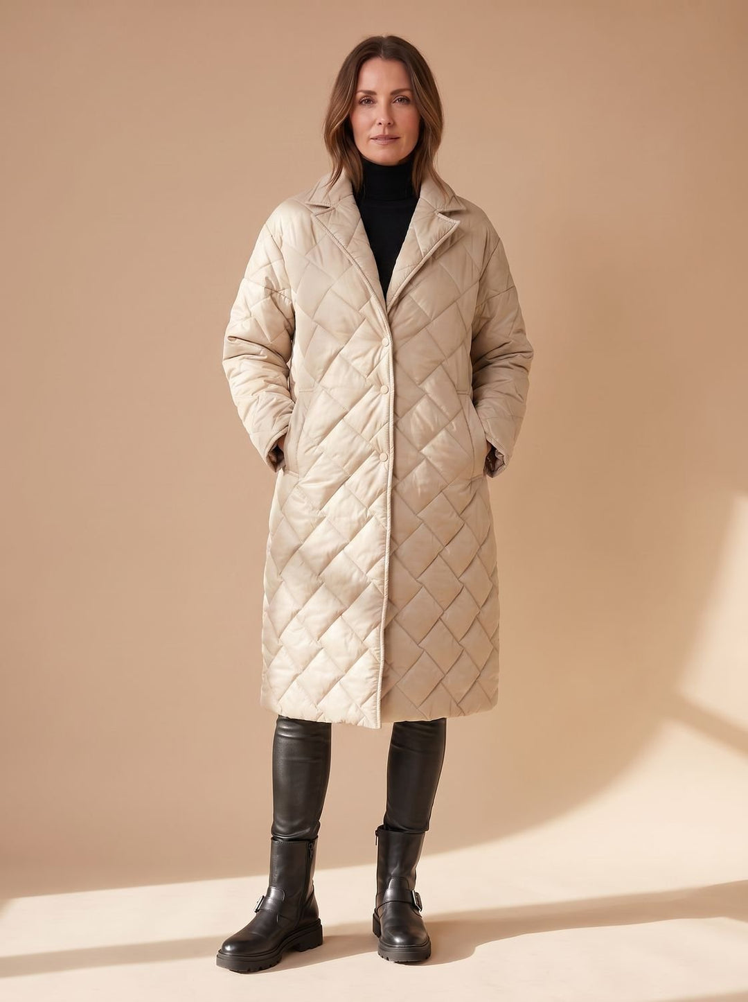 Mia | Women's Quilted Diamond-Stitch Mid-Length Winter Coat