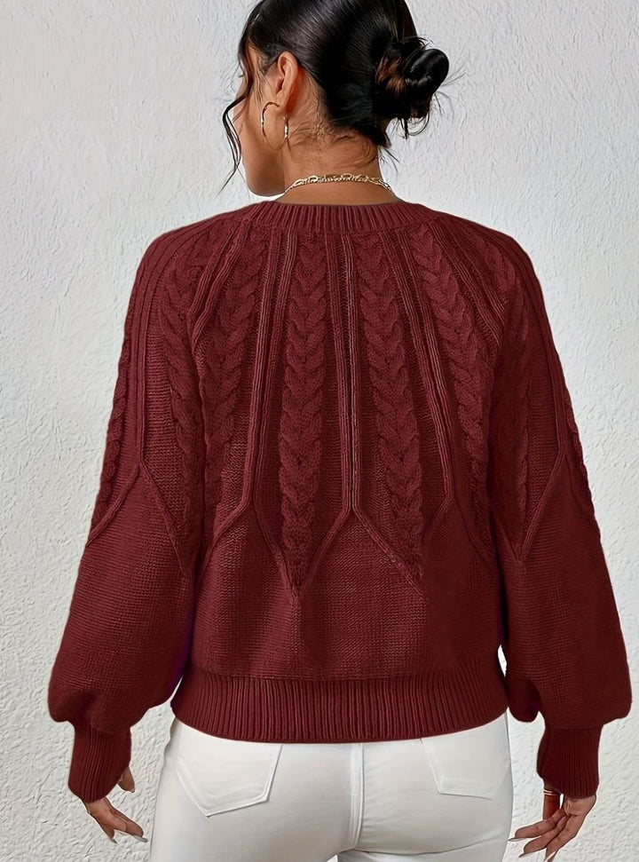 Sophia | Women's Relaxed Cable-Knit Lantern Sleeve Sweater