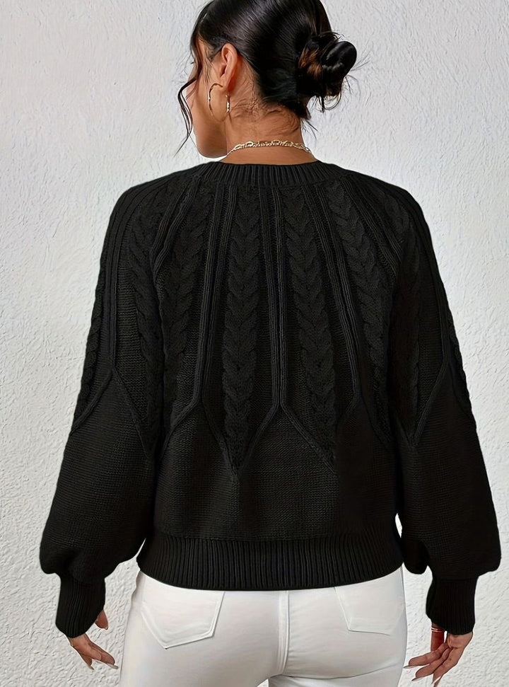 Sophia | Women's Relaxed Cable-Knit Lantern Sleeve Sweater