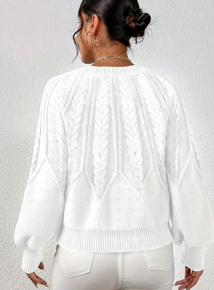 Sophia | Women's Relaxed Cable-Knit Lantern Sleeve Sweater