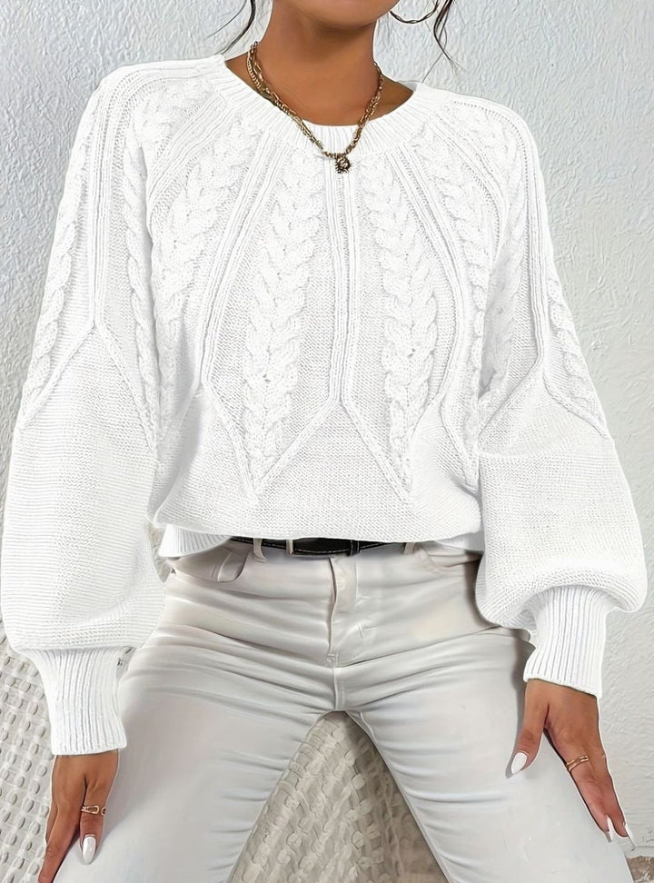 Sophia | Women's Relaxed Cable-Knit Lantern Sleeve Sweater