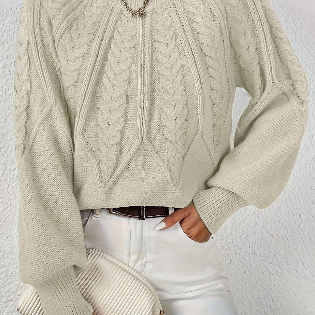 Sophia | Women's Relaxed Cable-Knit Lantern Sleeve Sweater