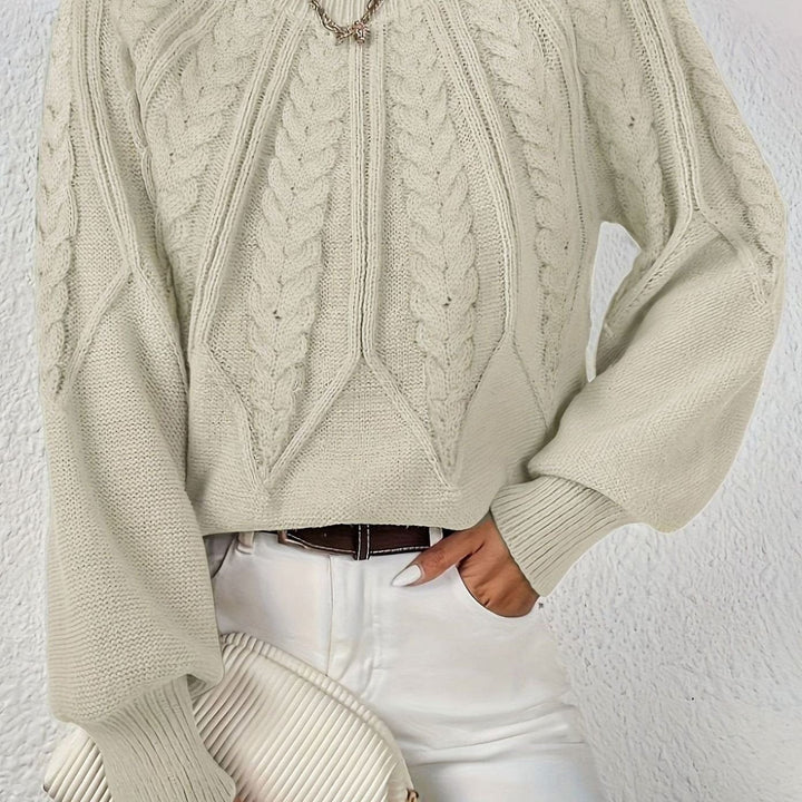 Sophia | Women's Relaxed Cable-Knit Lantern Sleeve Sweater
