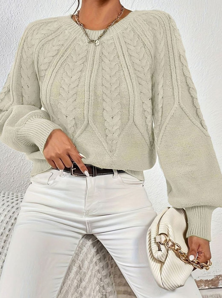 Sophia | Women's Relaxed Cable-Knit Lantern Sleeve Sweater