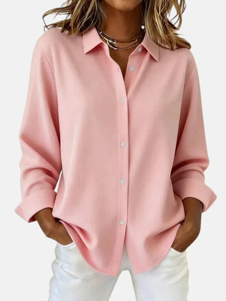 Mia | Women's Relaxed-Fit Button-Down Long-Sleeve Collared Blouse