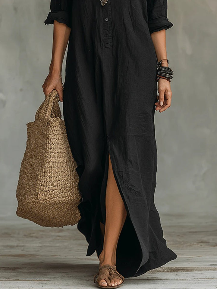 Scarlett | Women's Relaxed-Fit Button-Down Long Sleeve Maxi Shirt Dress