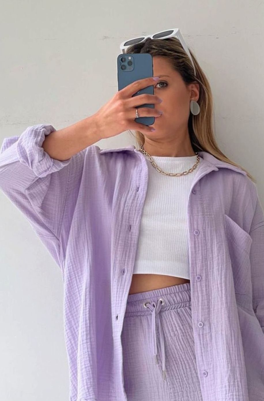 Camila | Women's Relaxed-Fit Button-Down Shirt Shorts Two-Piece Set