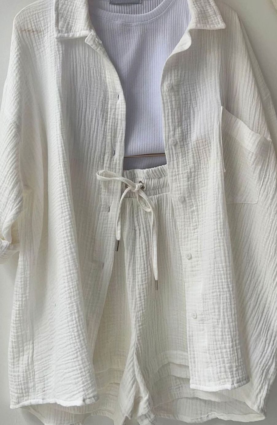 Camila | Women's Relaxed-Fit Button-Down Shirt Shorts Two-Piece Set